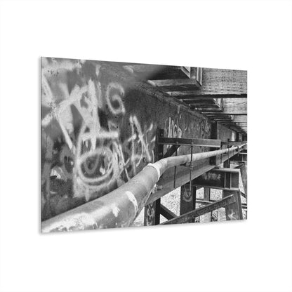 Black & White Urban Graffiti Acrylic Print — Industrial Alley Wall Art French Cleat - - Home Decor