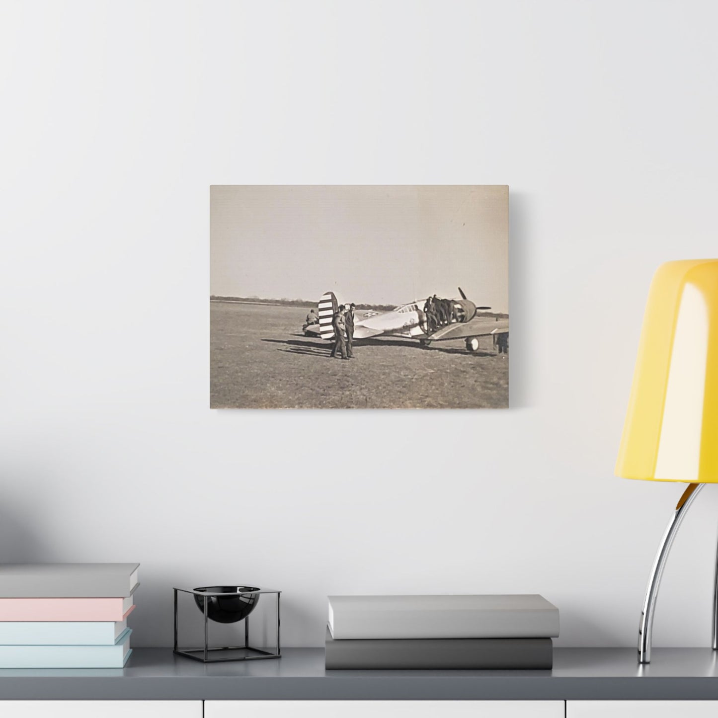 Army Pursuit Plane Ames Airport 1939 Satin Canvas, Stretched