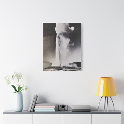 Old Faithful Geyser Yellowstone Satin Canvas Stretched 24" x 30" (Vertical) 1.5"