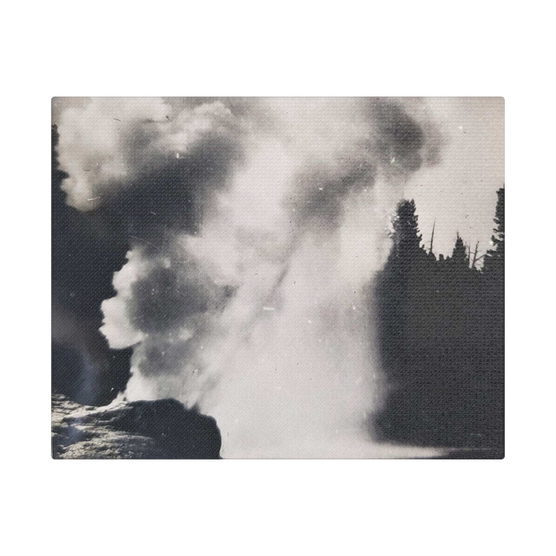 Riverside Geyser Yellowstone Satin Canvas Stretched