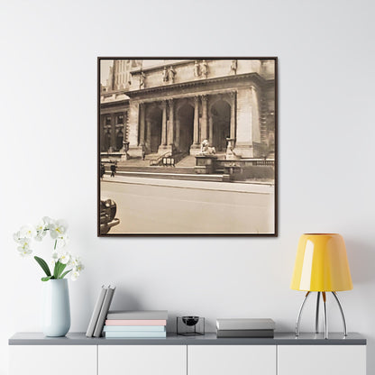New York Public Library Gallery Canvas Wraps Square Frame 36″ x 36″ 1.25" Walnut