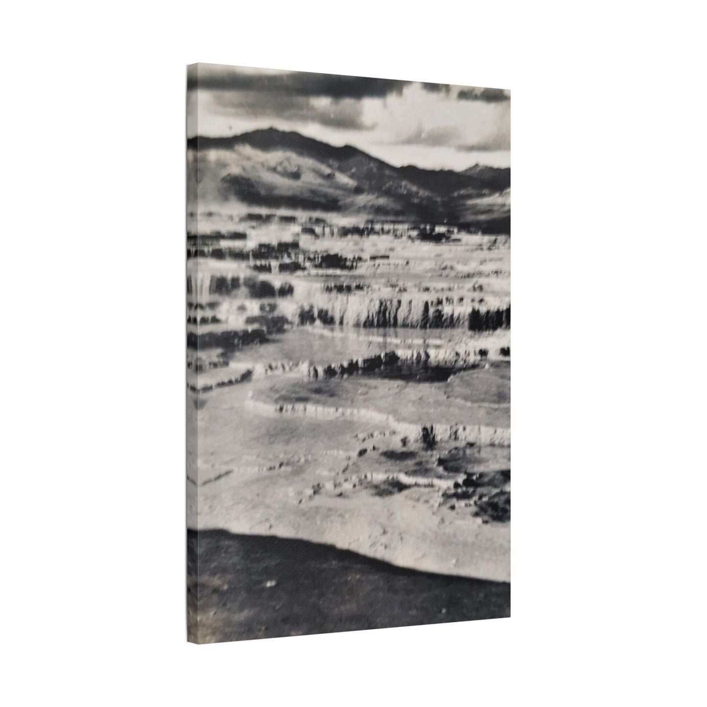 Springs at top of Jupiter Terrace Yellowstone Satin Canvas, Stretched