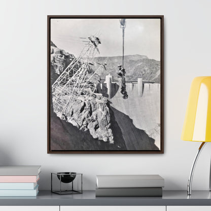 Suspended Boulder Dam Worker Gallery Canvas Wraps Vertical Frame 20″ x 24″ 1.25" Walnut