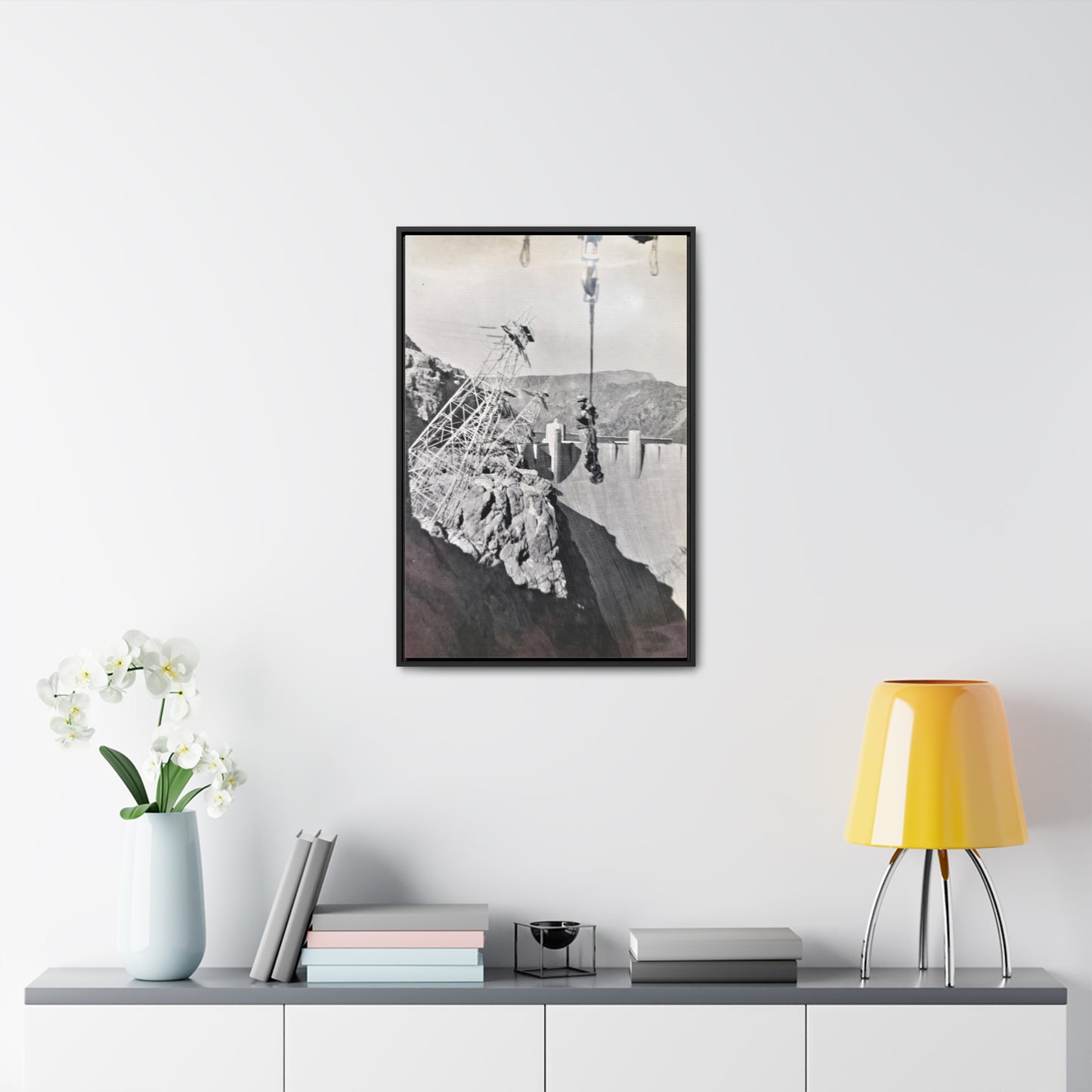 Suspended Boulder Dam Worker Gallery Canvas Wraps, Vertical Frame