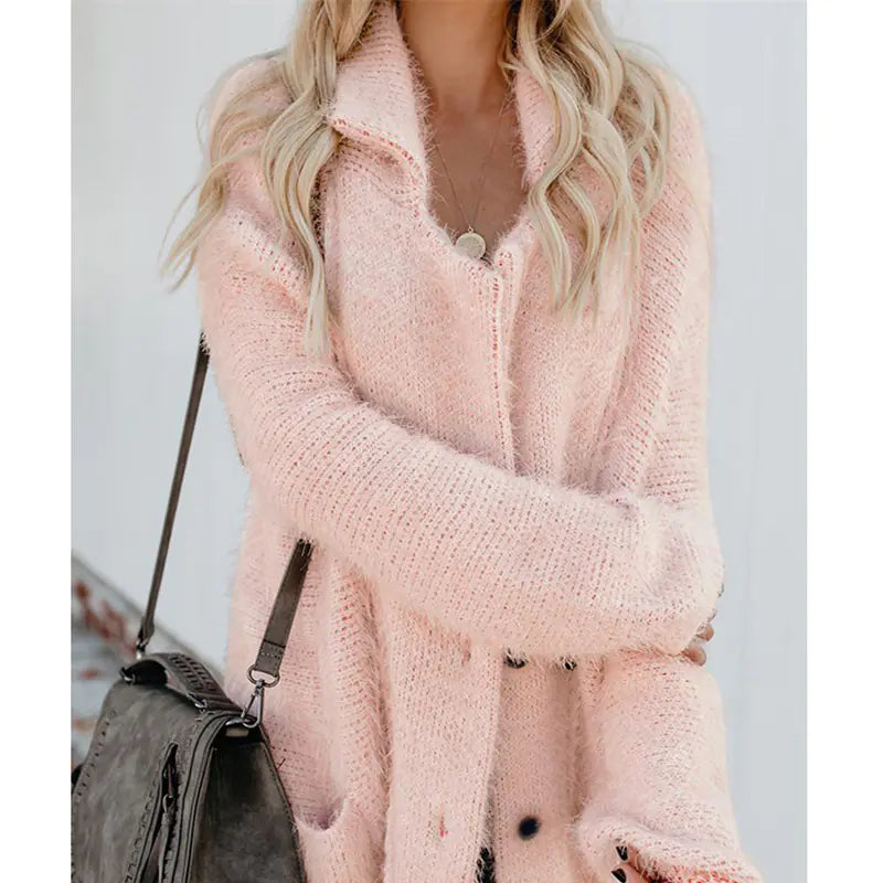 Women's Knitted Sweater with Double Buttons - Kia Day Design