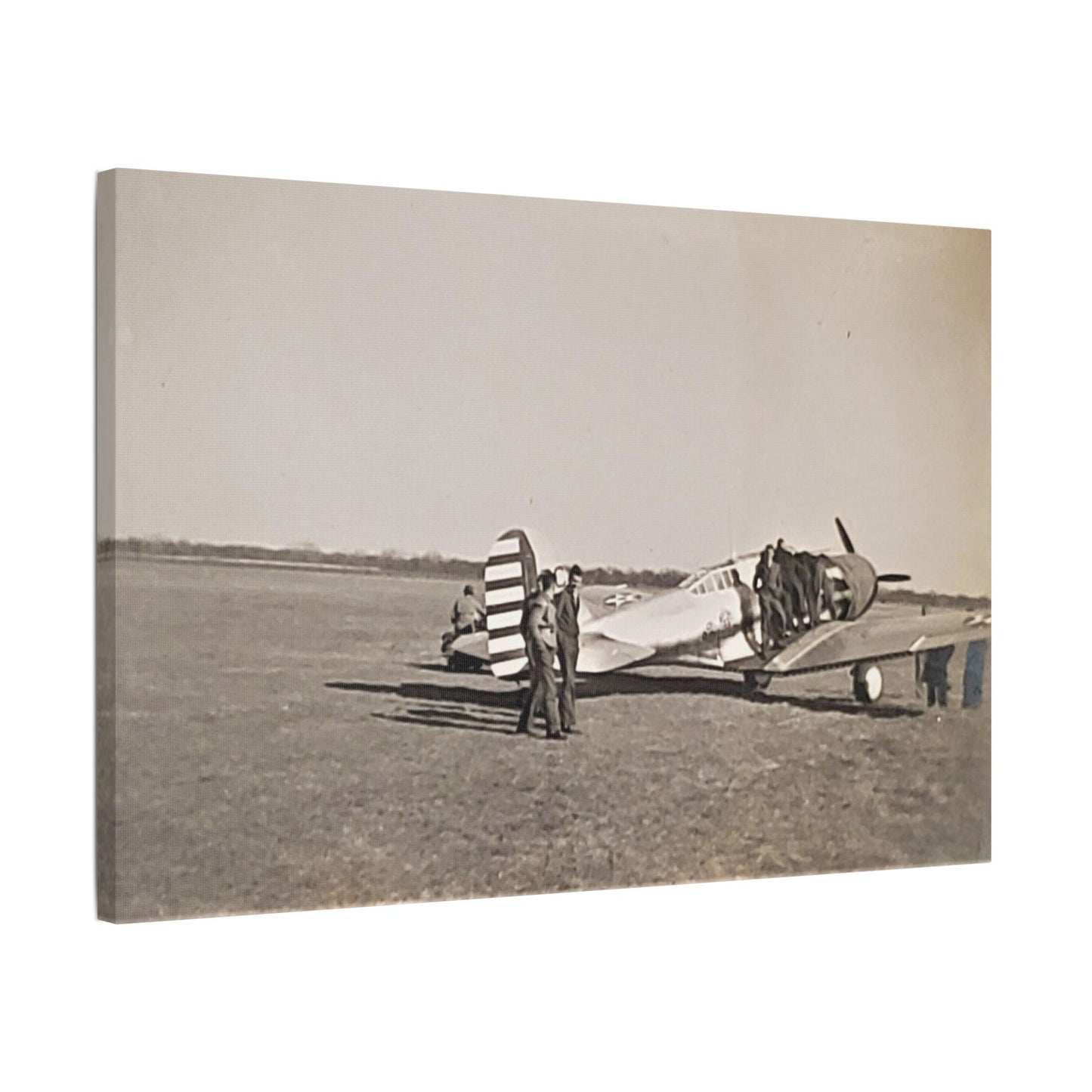 Army Pursuit Plane Ames Airport 1939 Satin Canvas, Stretched