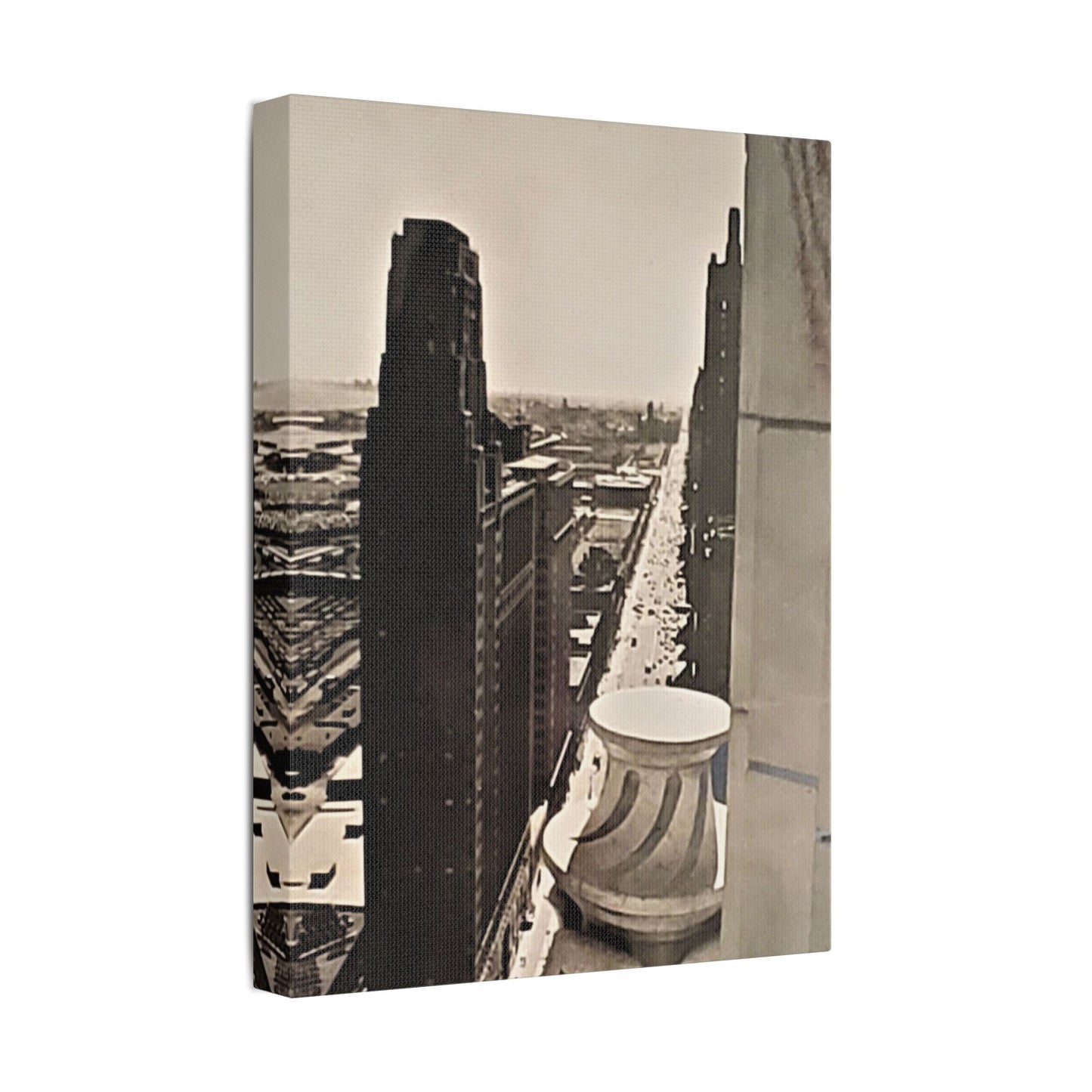 Michigan Ave Chicago Satin Canvas Stretched