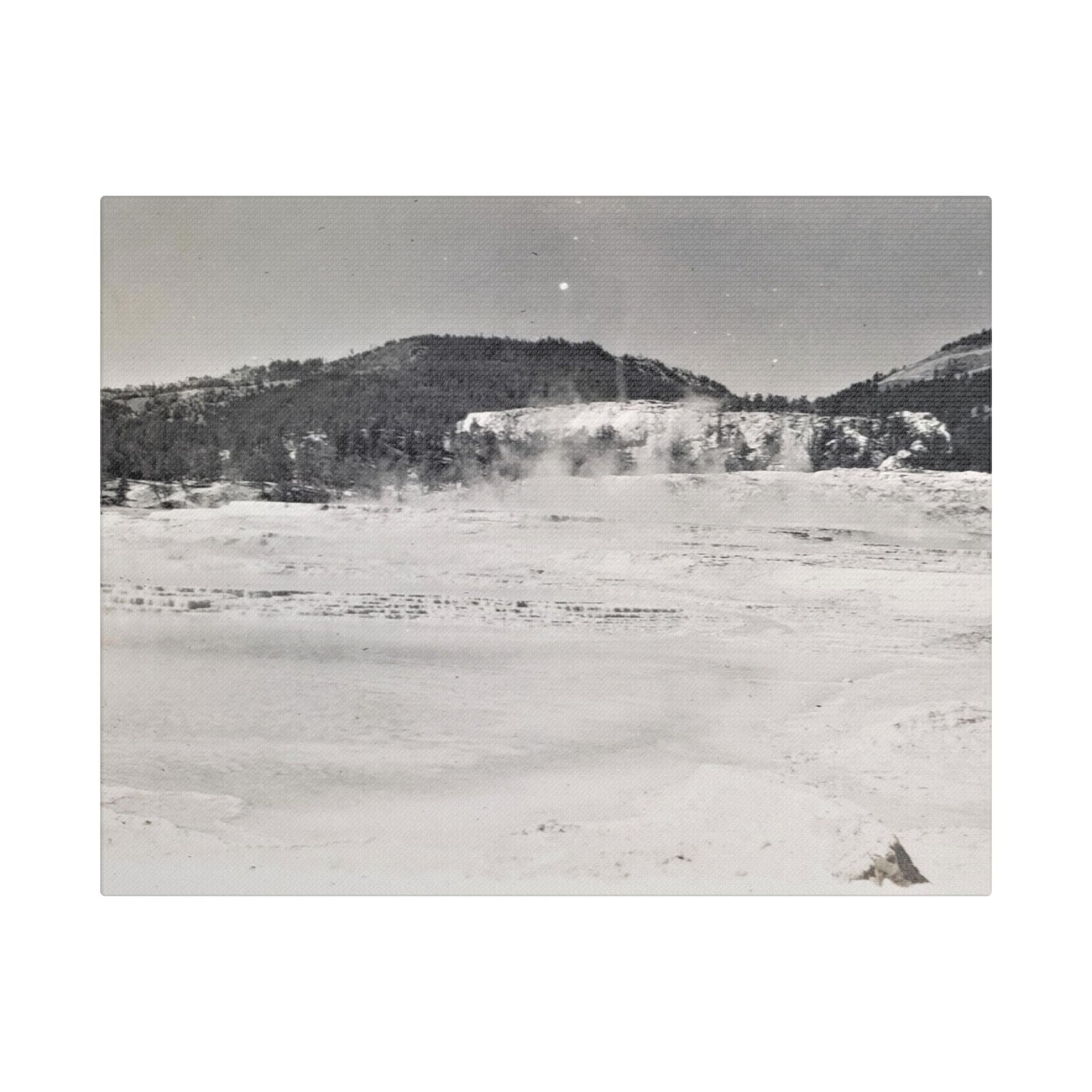 Mammoth Hot Springs Yellowstone Satin Canvas Stretched