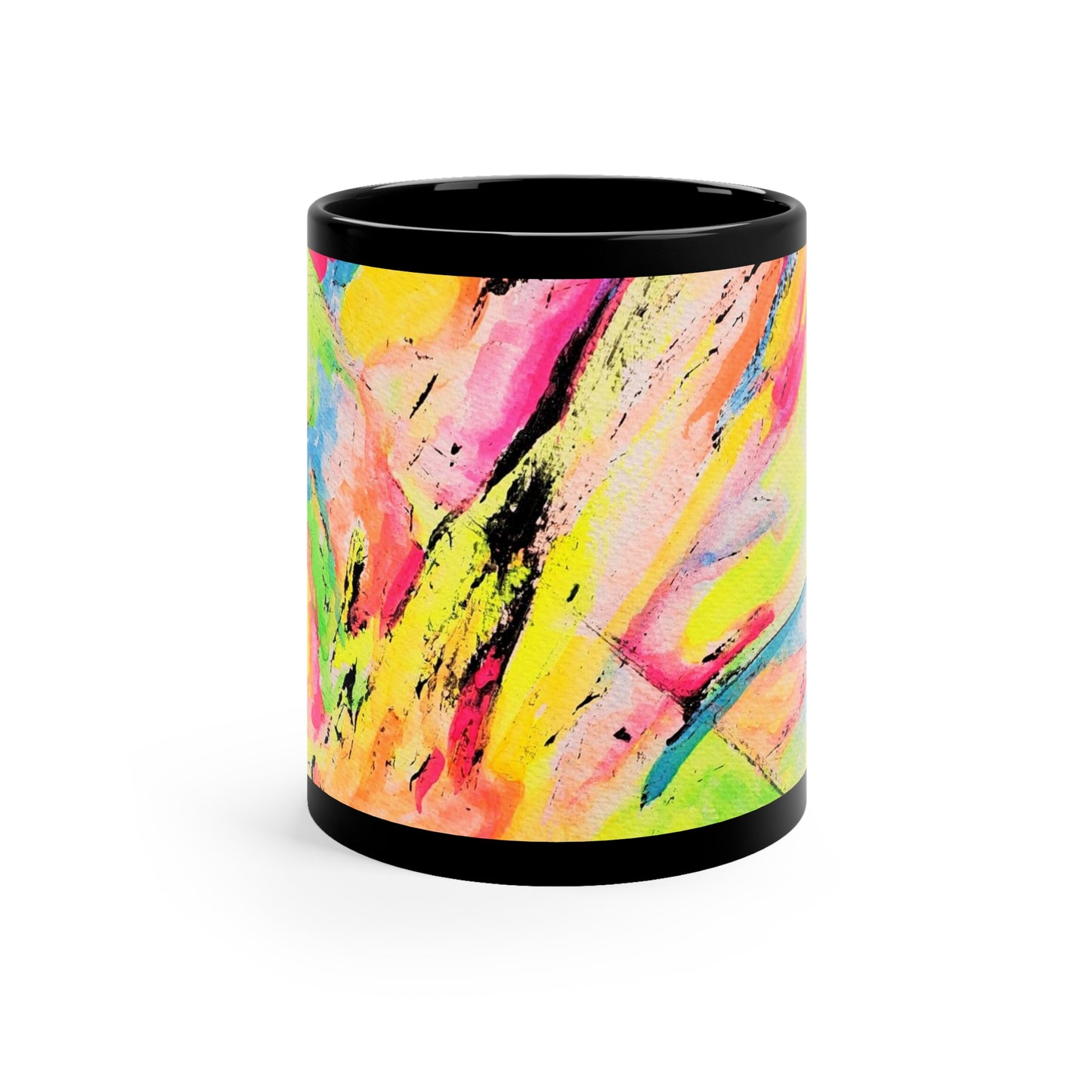 Neon Fire Black Coffee Mug, 11oz