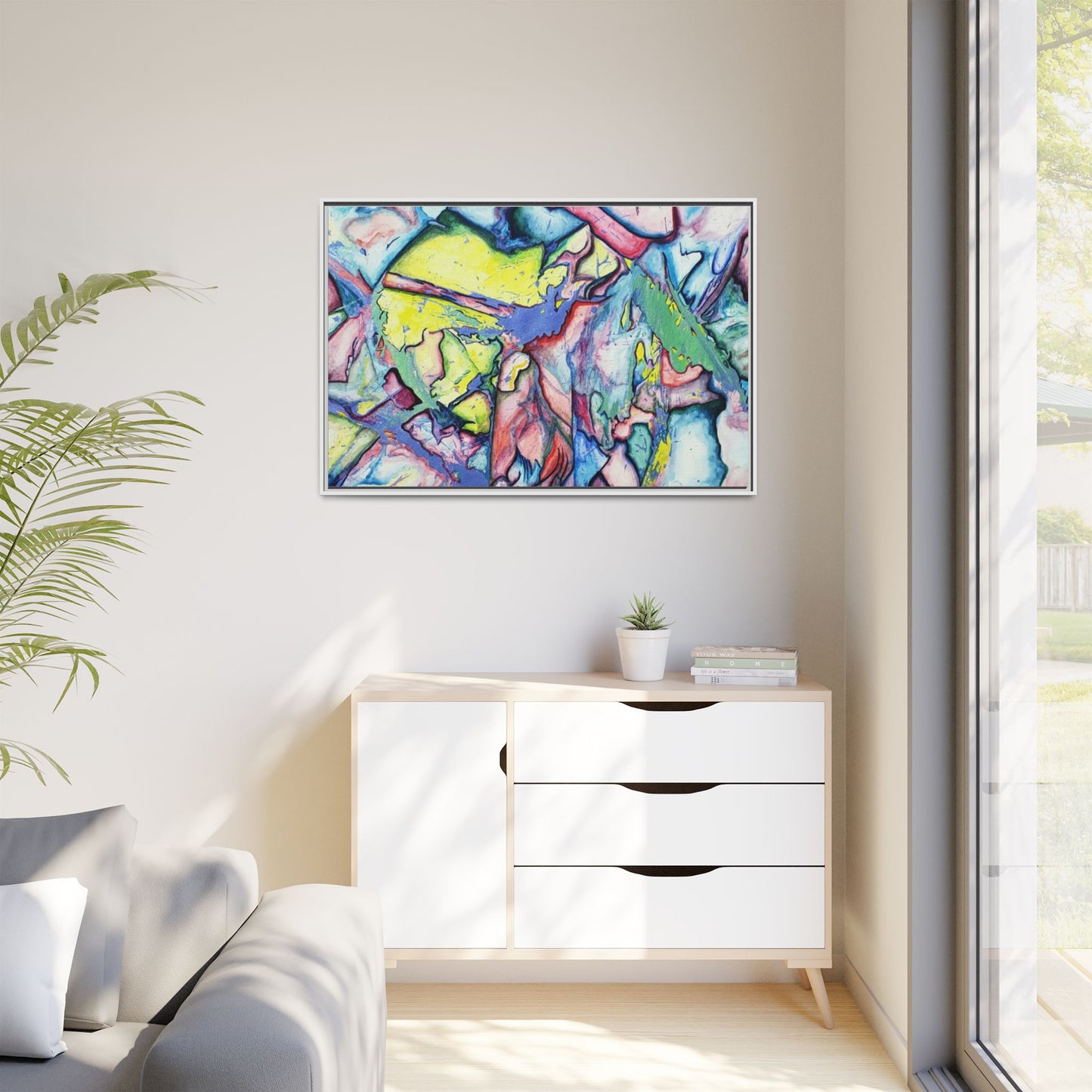 Alien Abstract Colorful Framed Canvas Art - Kia Day Design