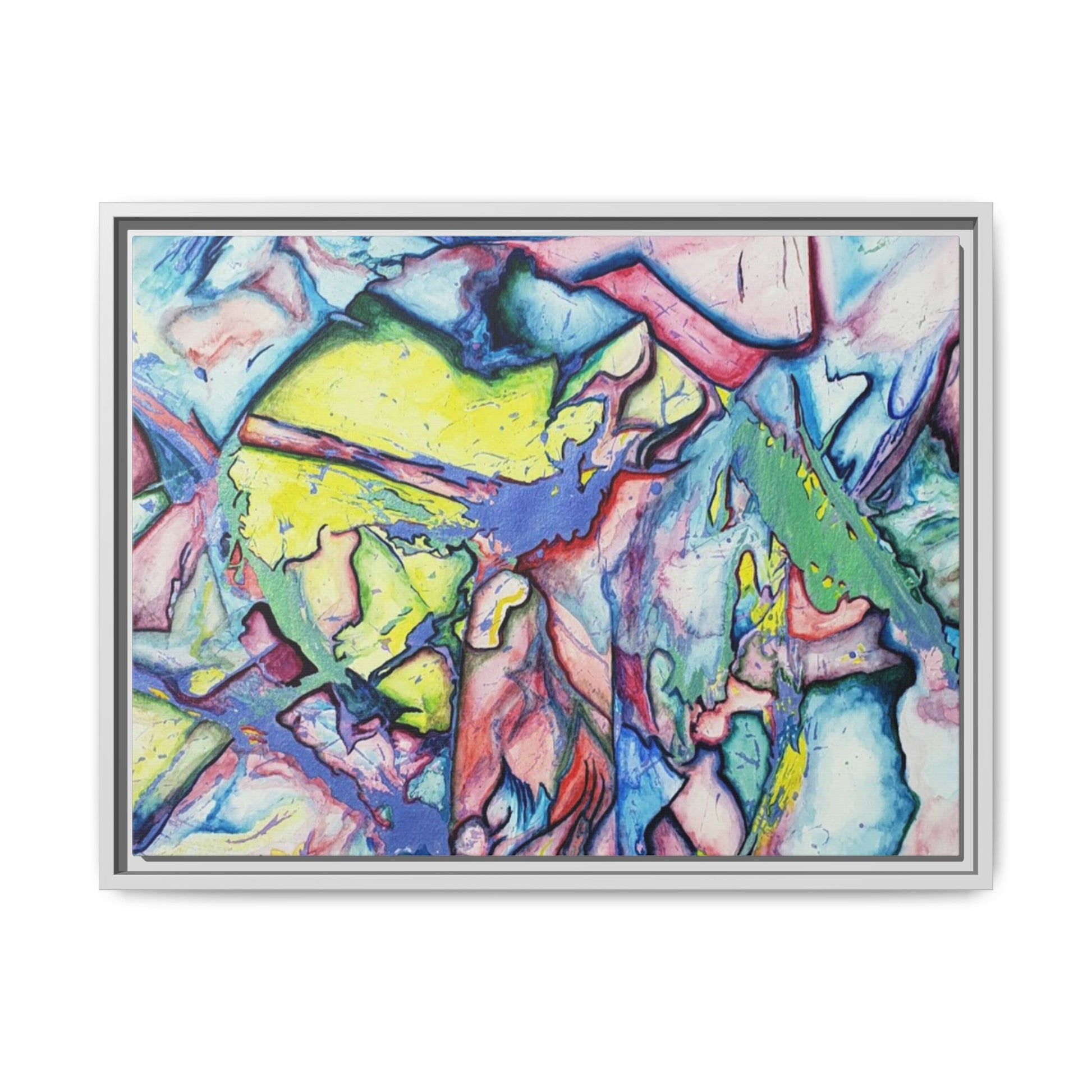 Alien Abstract Colorful Framed Canvas Art - Kia Day Design
