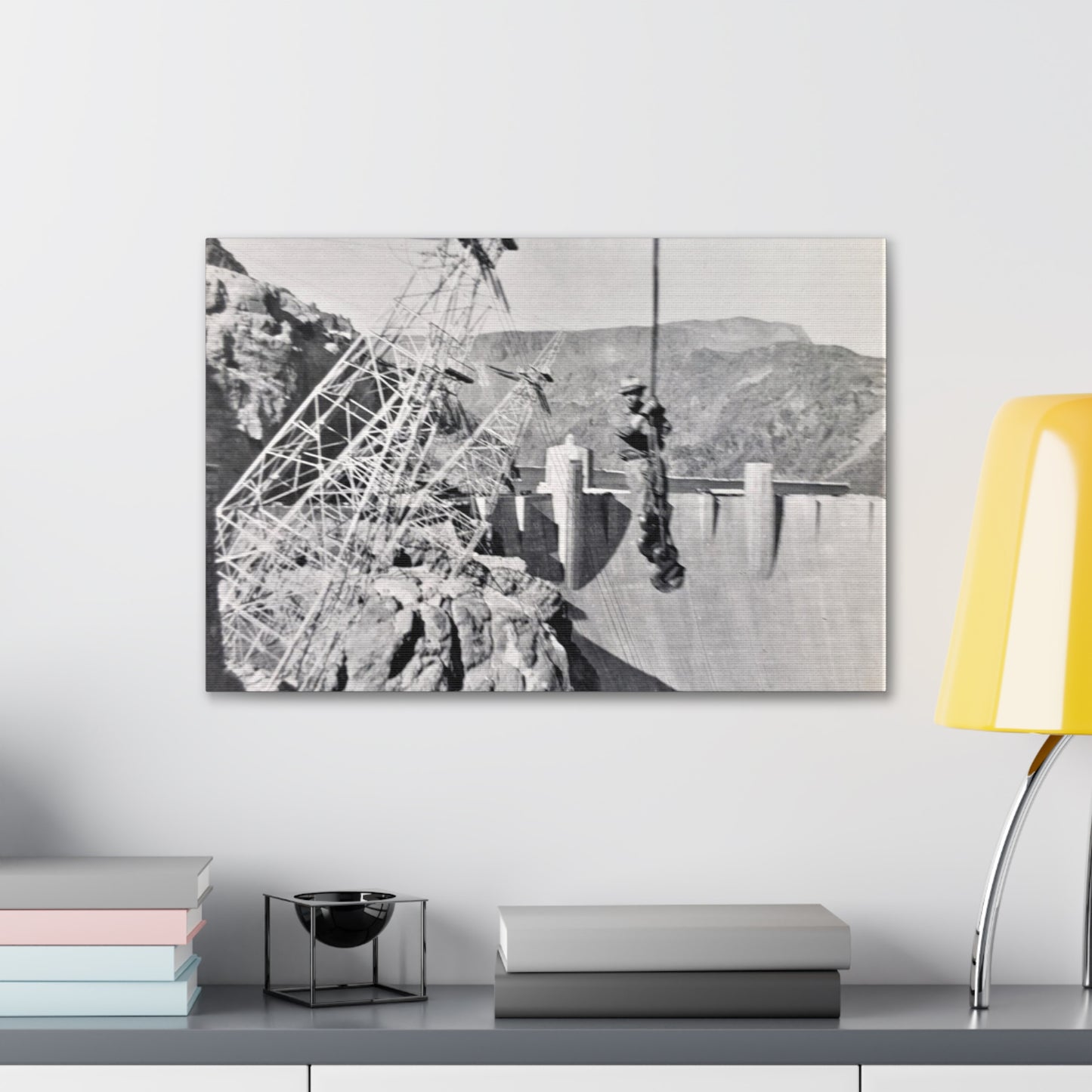 Suspended Boulder Dam Worker Canvas Gallery Wraps