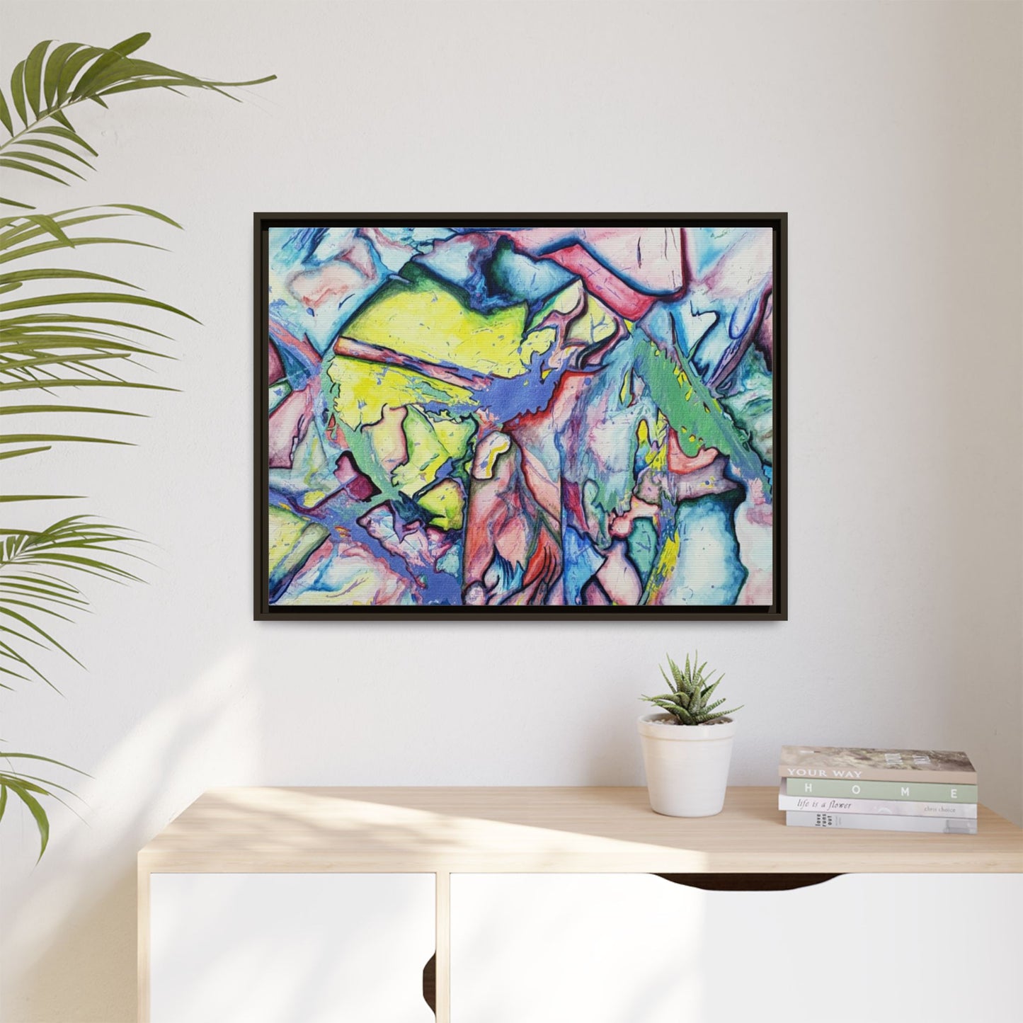 Alien Abstract Colorful Framed Canvas Art - Kia Day Design