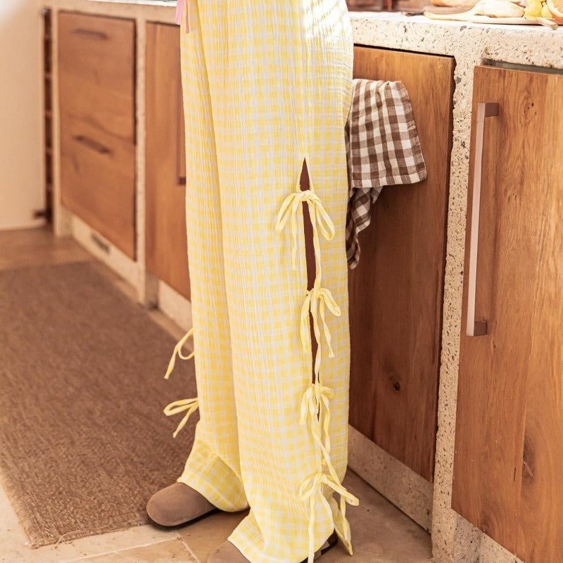 Loose Side Lace-up Casual Pants - - pants