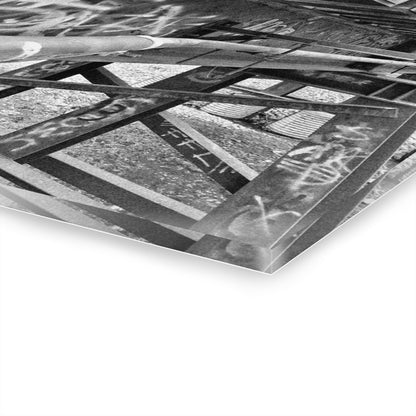 Black & White Urban Graffiti Acrylic Print — Industrial Alley Wall Art French Cleat - - Home Decor