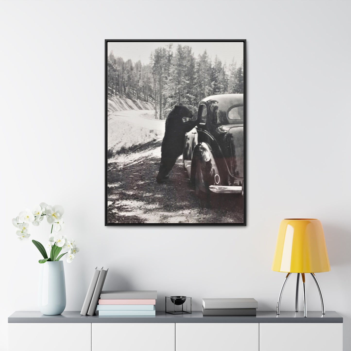 Yellowstone Bear Car Gallery Canvas Wraps, Vertical Frame