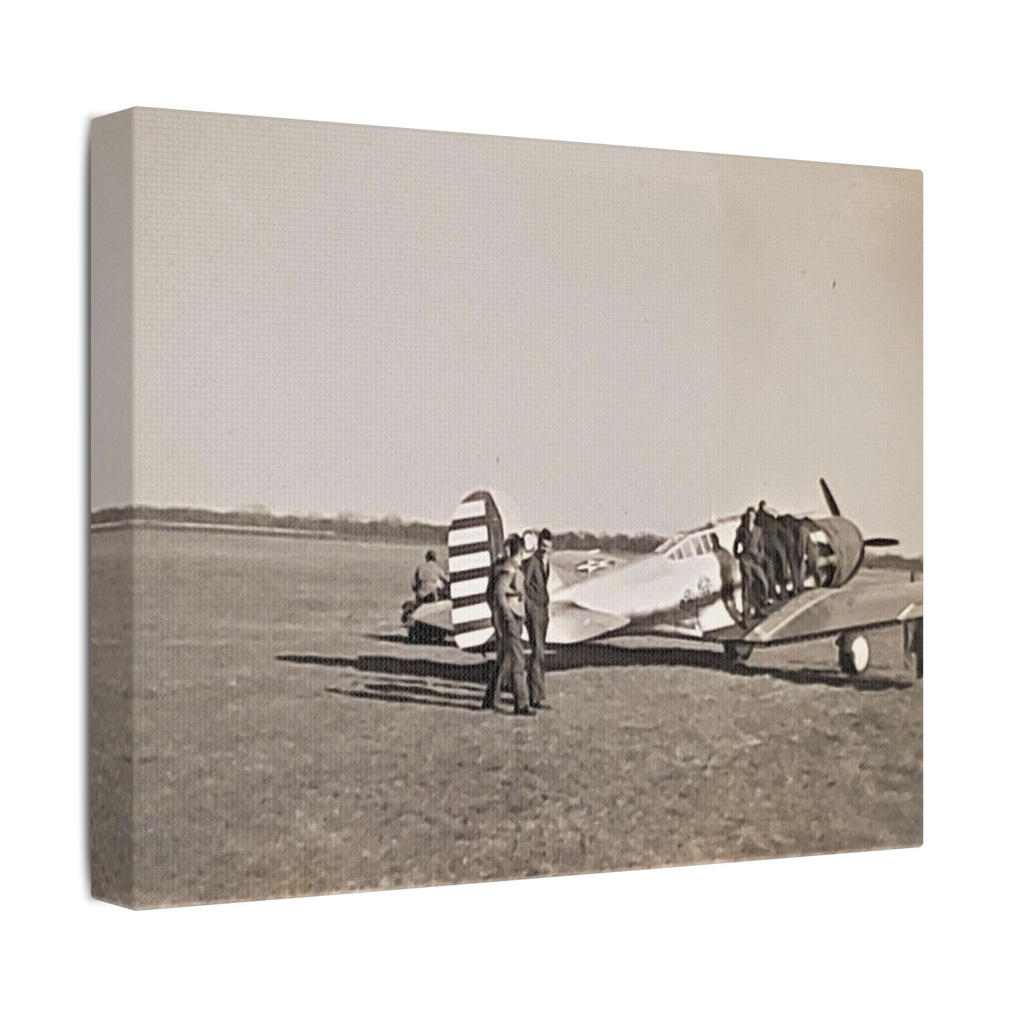 Army Pursuit Plane Ames Airport 1939 Satin Canvas, Stretched