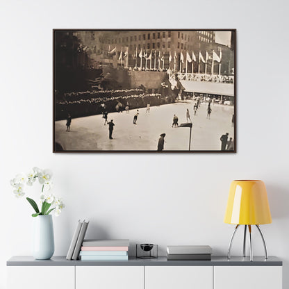 Rockefeller Plaza Easter 1945 Gallery Canvas Wraps Horizontal Frame 48″ x 32″ Walnut 1.25"