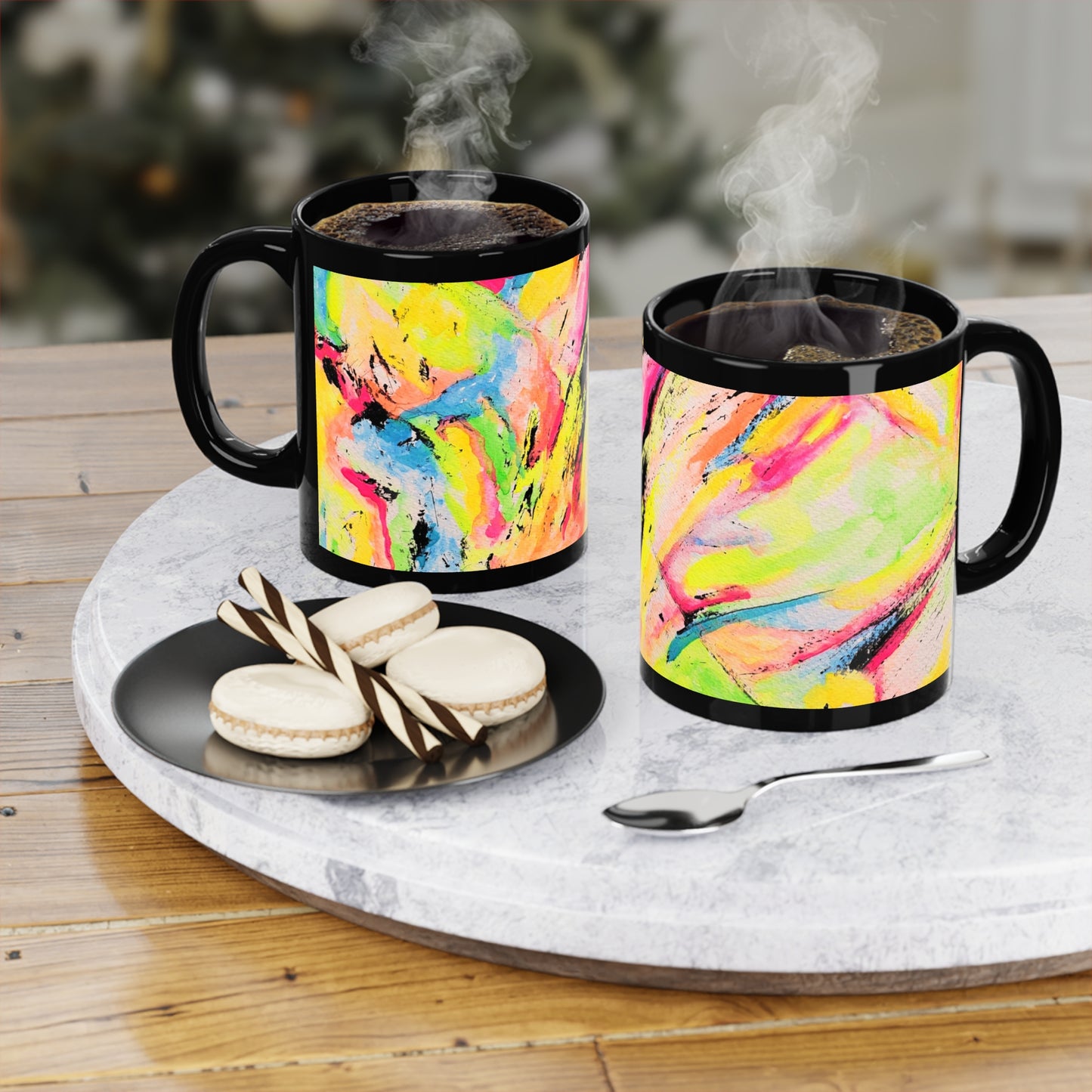 Neon Fire Black Coffee Mug, 11oz