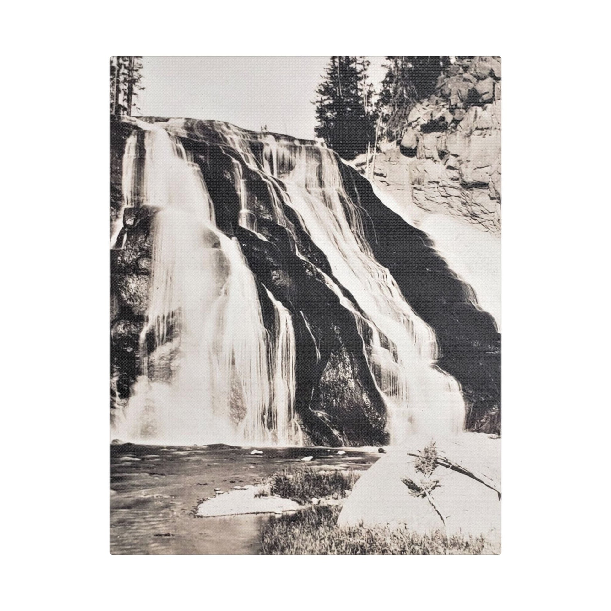Gibbon Falls Yellowstone Satin Canvas Stretched