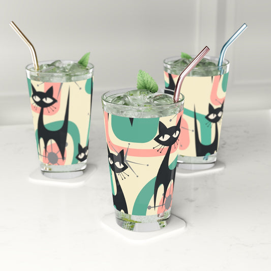 Whimsical Cat Pint Glass – 16oz - 16oz - drinkware