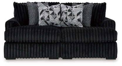 Midnight-Madness - Sectional - Black 2 Pc. Super Chaise Sectional - Stationary Sectionals
