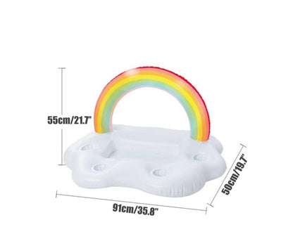 Inflatable Rainbow Cloud Cup Holder for Pool Use - Rainbow B - pool float