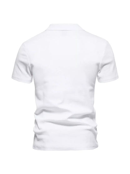 Men's Plus Size Casual Notched Short Sleeve Polo - -