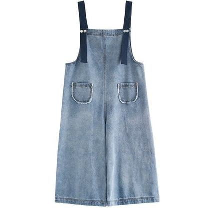 Loose Denim Overalls - Blue M - one piece