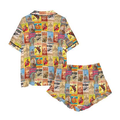 Baha Ranch Vintage Rodeo Poster Satin Pajama Set - - Pajama Sets