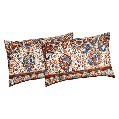 Tache Rustic Paisley Mandala Palace Teal Orange Ivory Pillowcases (KF174) - - Pillowcase