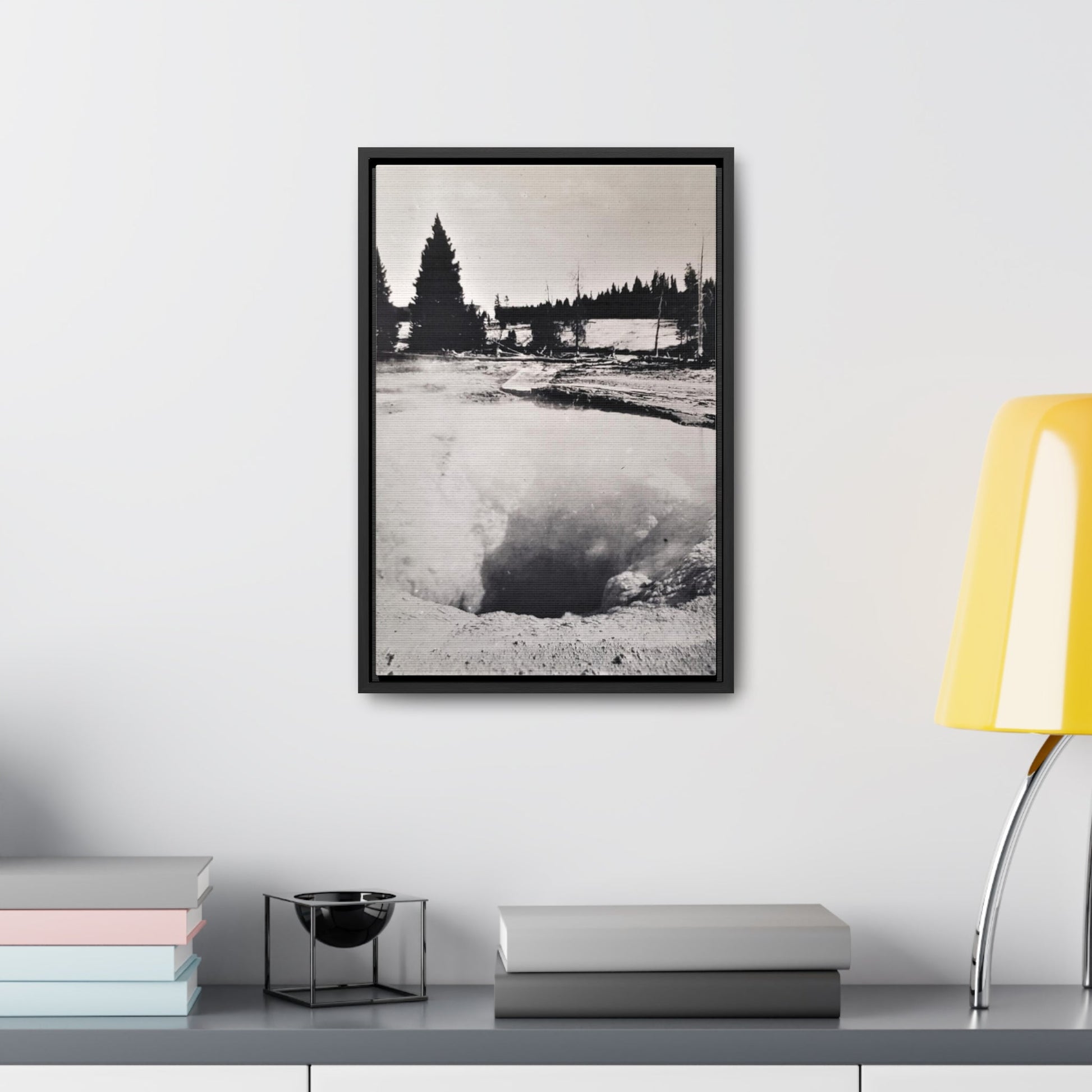 Morning Glory Pool Yellowstone Gallery Canvas Wraps Vertical Frame - 12″ x 18″ Premium Gallery Wraps (1.25″) Black - Canvas
