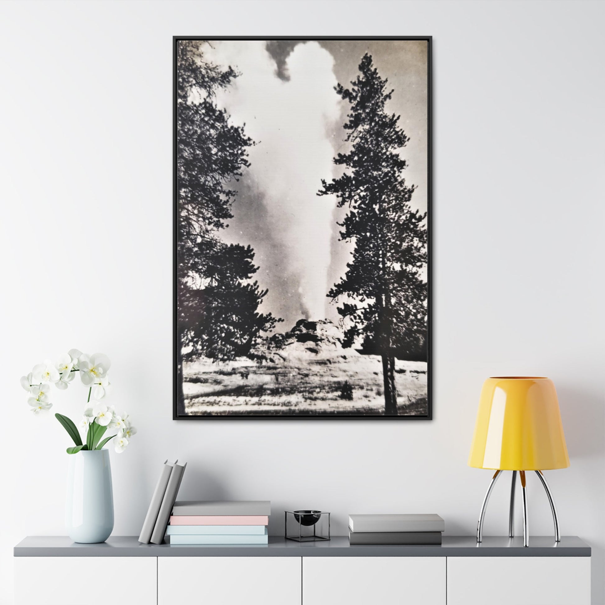 Castle Geyser Yellowstone Gallery Canvas Wraps Vertical Frame - 32″ x 48″ Premium Gallery Wraps (1.25″) Black - Canvas