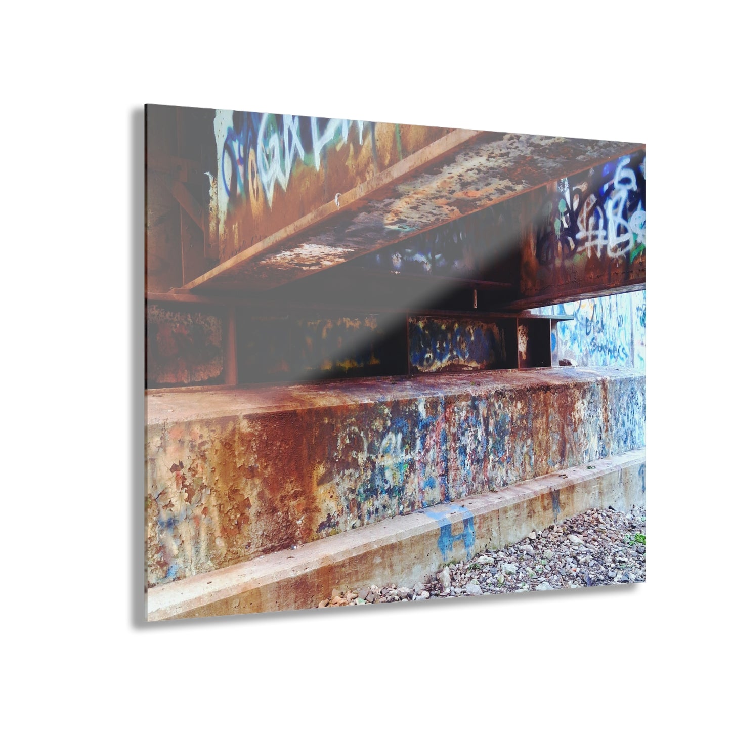 Acrylic Print — Urban Rust Graffiti Photograph French Cleat Hanging - - Home Decor