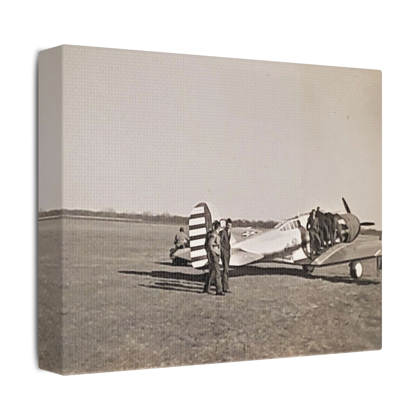 Army Pursuit Plane Ames Airport 1939 Satin Canvas, Stretched