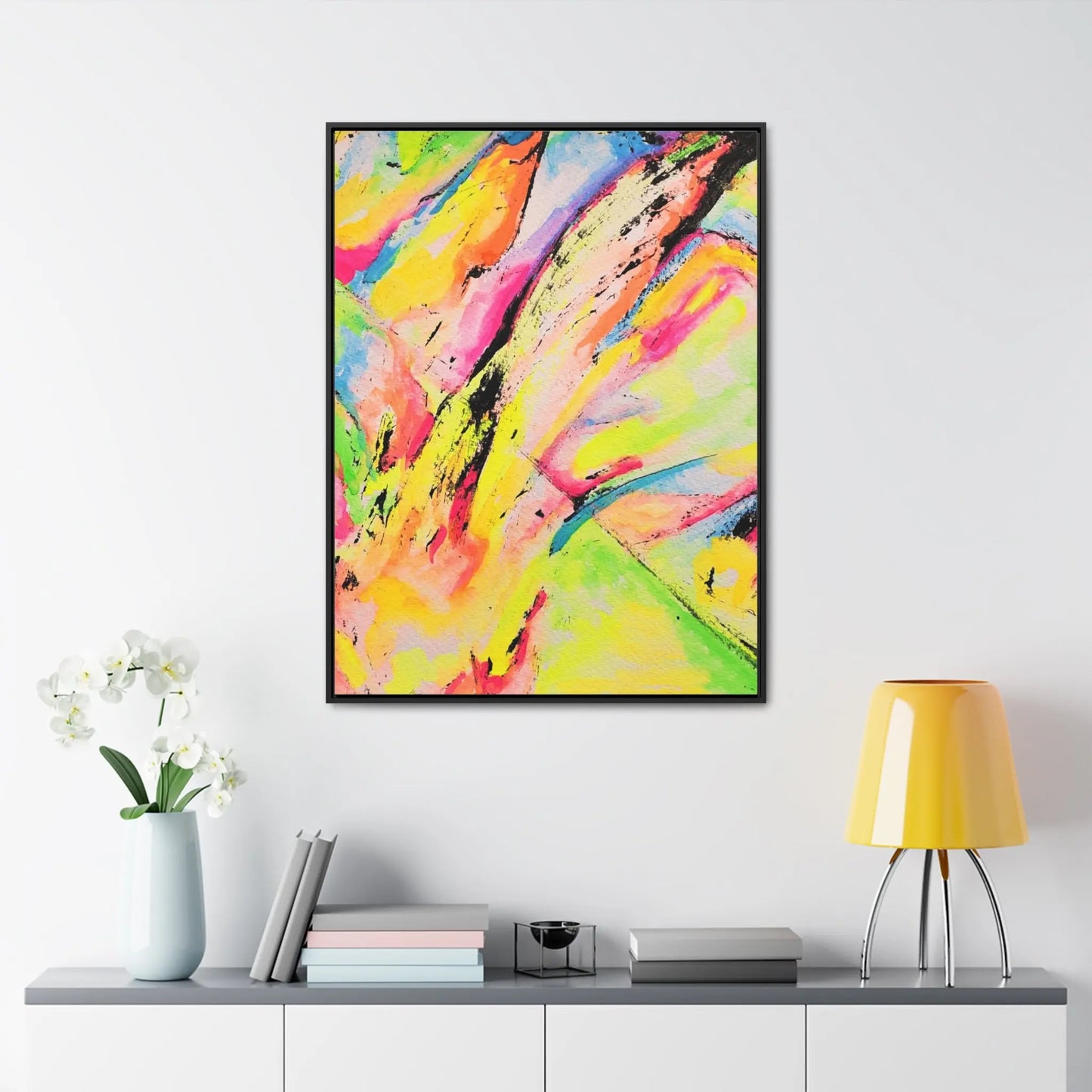 Neon Fire Gallery Canvas Wraps, Vertical Frame