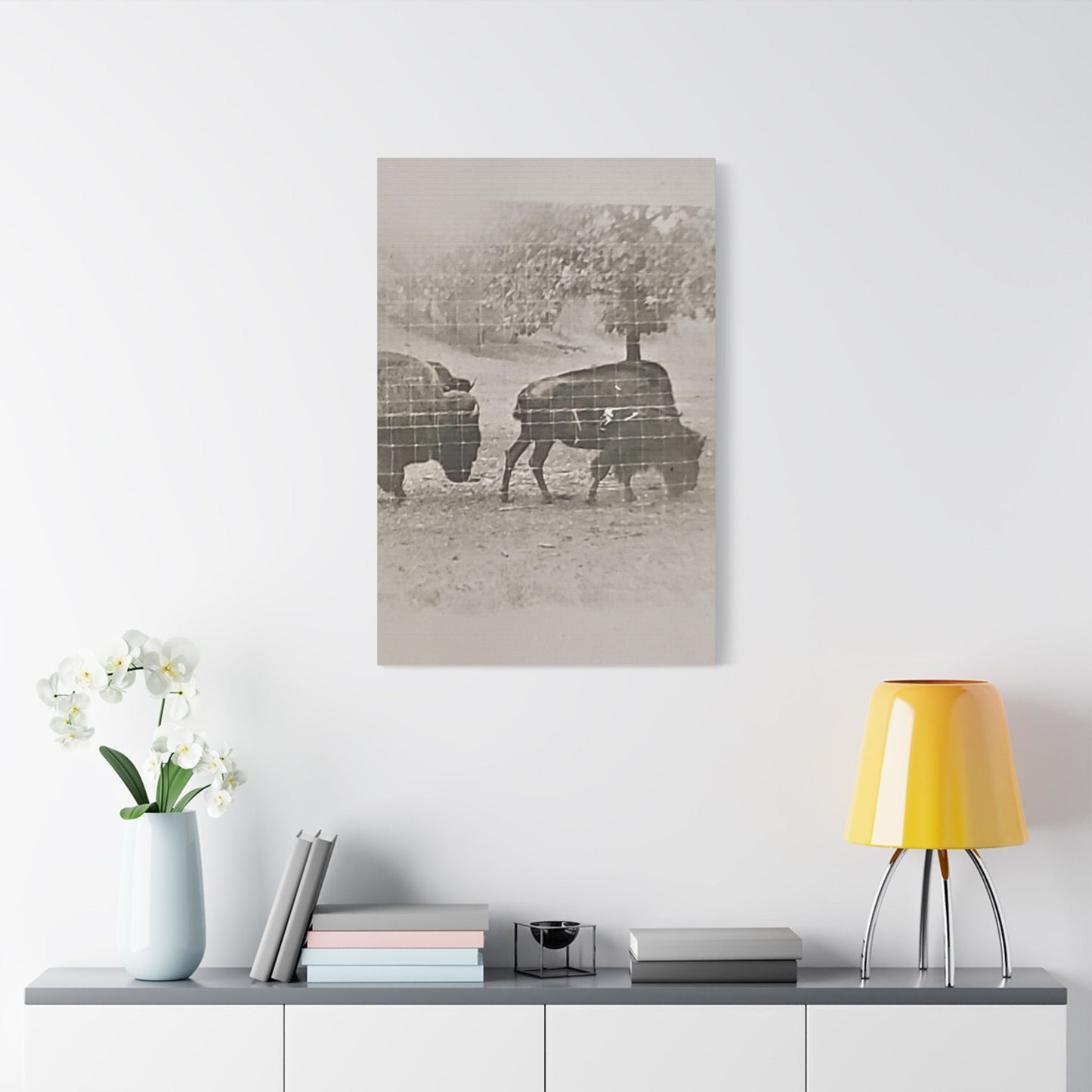 Buffalo at Redwood Falls Satin Canvas Stretched 24″ x 36″ (Vertical) 1.5"