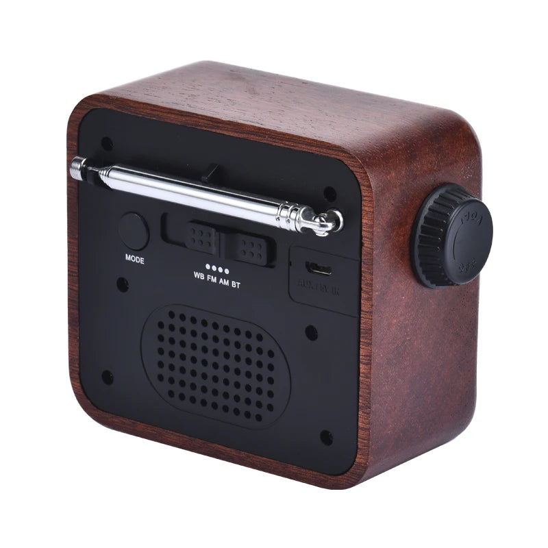 Wireless Portable BT Vintage Antique Wooden AM FM WB Radio With TF Card Slot