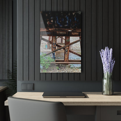 Urban Rusted Bridge Graffiti Acrylic Print French Cleat Hanging - 20″ x 30″ (Vertical) 0.25'' - Home Decor
