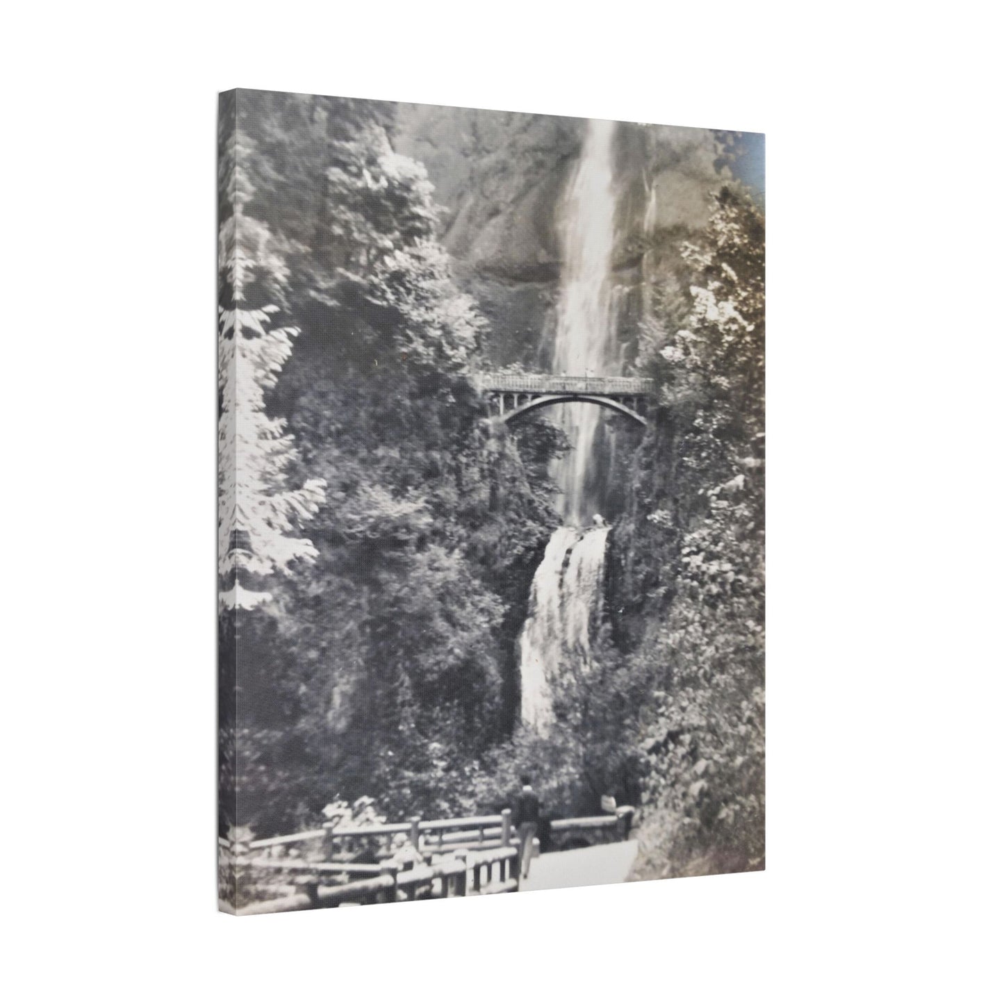 Multnomah Falls Oregon Satin Canvas, Stretched