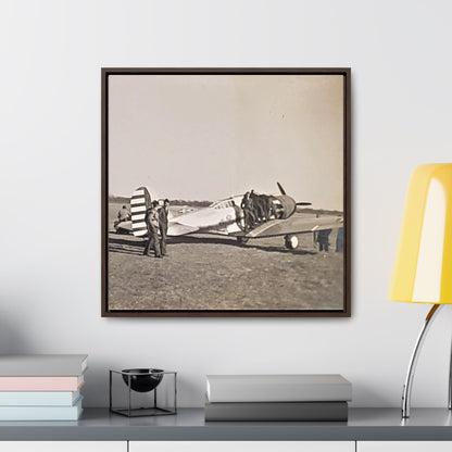 Army Pursuit Plane Ames Airport 1939 Gallery Canvas Wraps Square Frame 20″ x 20″ 1.25" Walnut