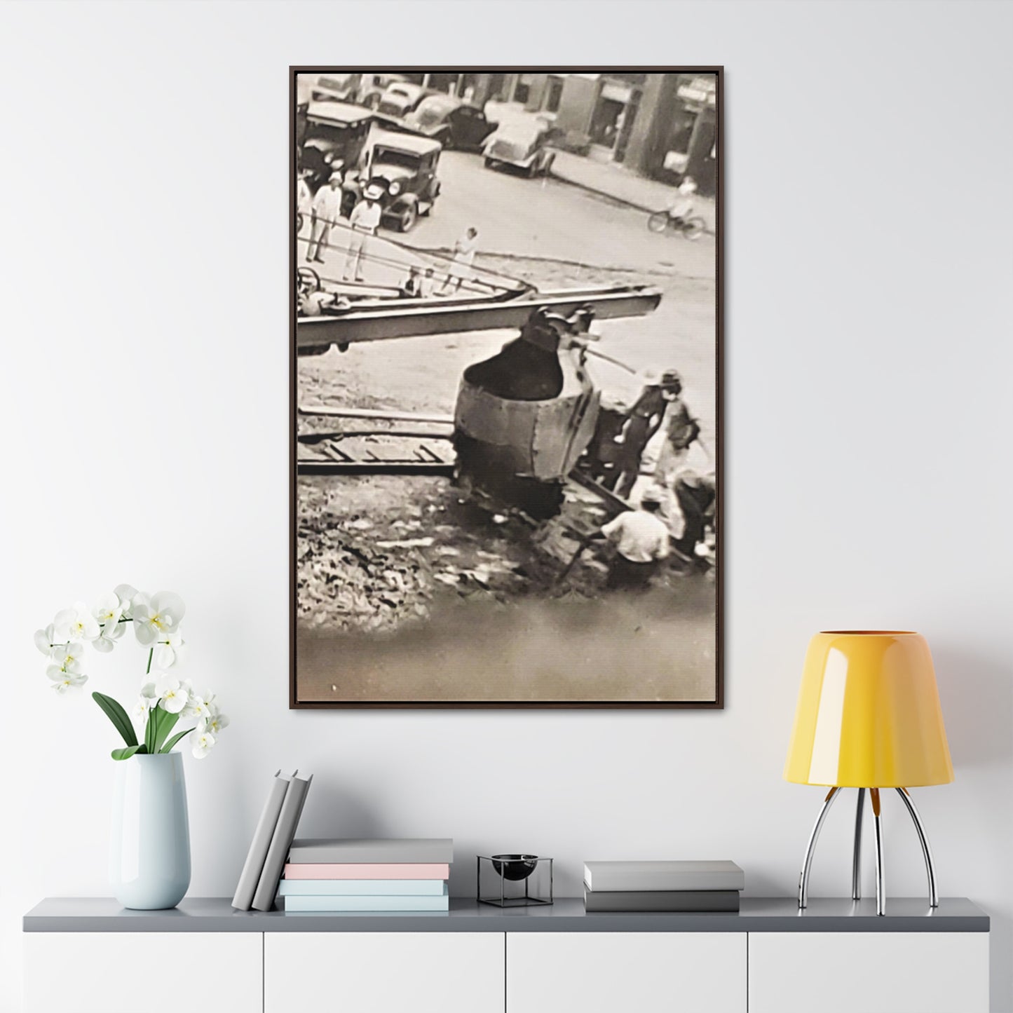 Concrete Worker Gallery Canvas Wraps, Vertical Frame