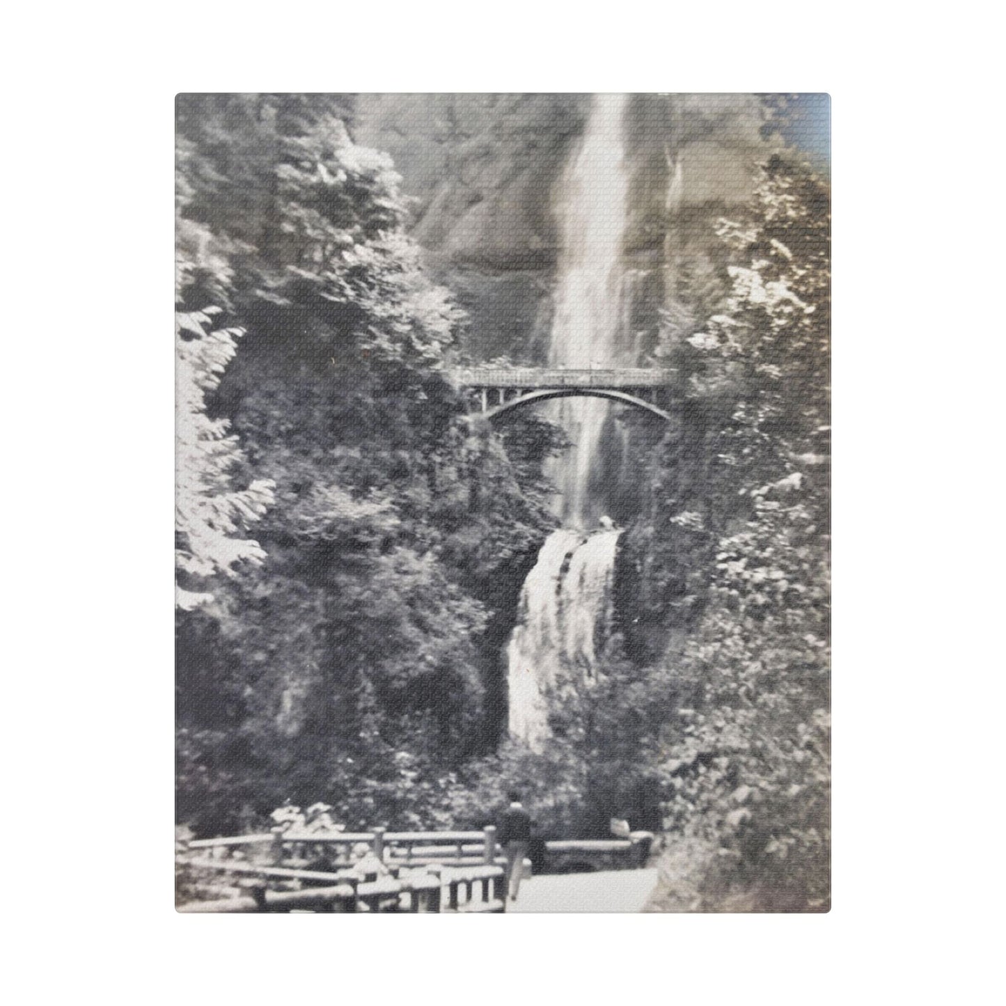 Multnomah Falls Oregon Satin Canvas, Stretched