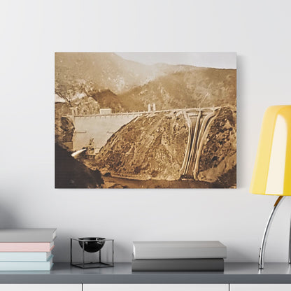 Back View Morris Dam Spillway Satin Canvas Stretched
