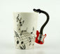 Creative Music Violin Style Guitar Ceramic Mug Coffee Tea Milk Stave Cups With Handle Coffee Mug Novelty Gifts - 2 Red - 0