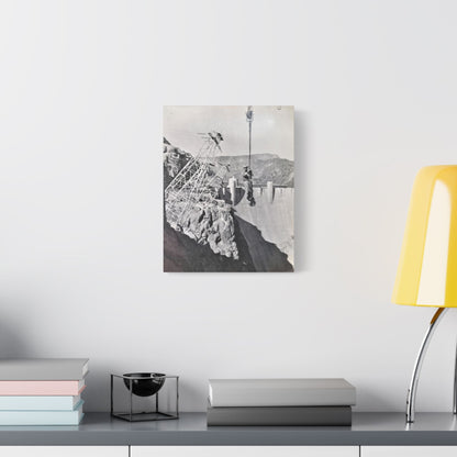 Suspended Boulder Dam Worker Satin Canvas Stretched 11″ x 14″ (Vertical) 1.5"