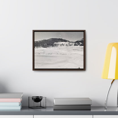 Mammoth Hot Springs Yellowstone Gallery Canvas Wraps Horizontal Frame 16″ x 12″ Walnut Premium Gallery Wraps (1.25″)