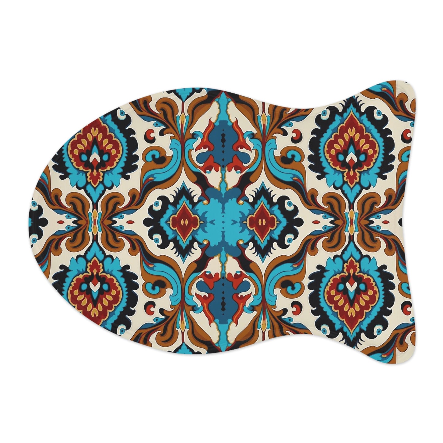 Blue Cream Abstract Pet Feeding Mats