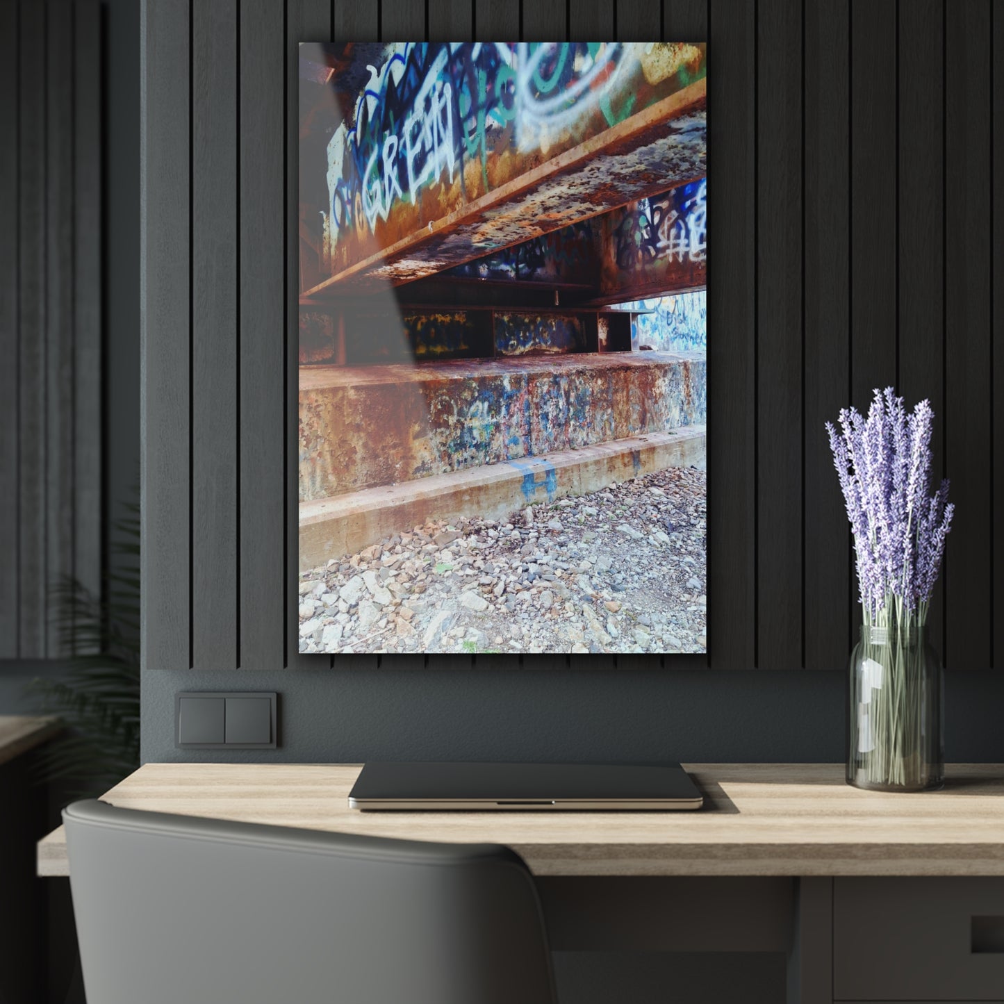Acrylic Print — Urban Rust Graffiti Photograph French Cleat Hanging - 24" x 36" (Vertical) 0.25'' - Home Decor