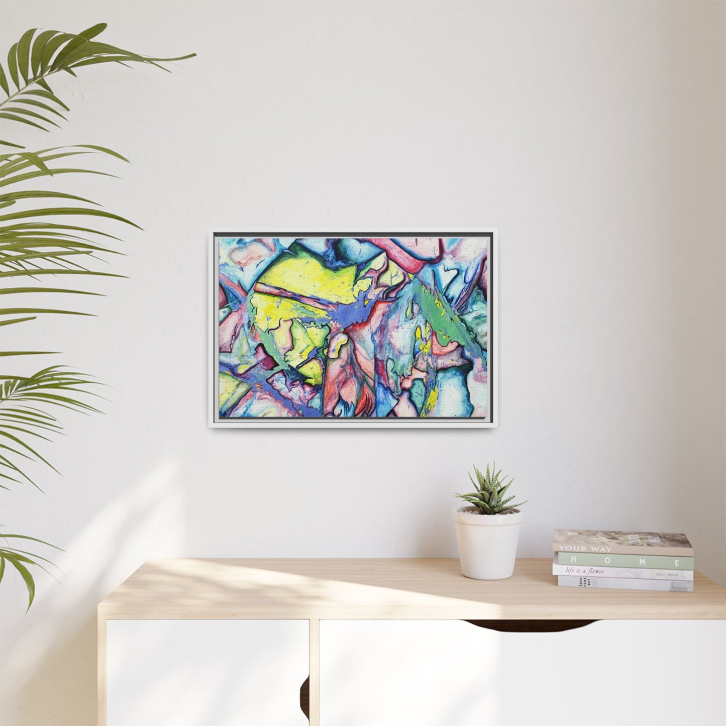 Alien Abstract Colorful Framed Canvas Art - Kia Day Design